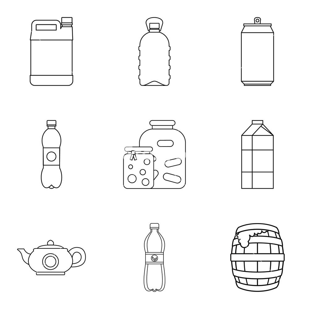 1000x1000 Draft Beer Icons Set Outline Set Of Draft Beer Vector Icons
