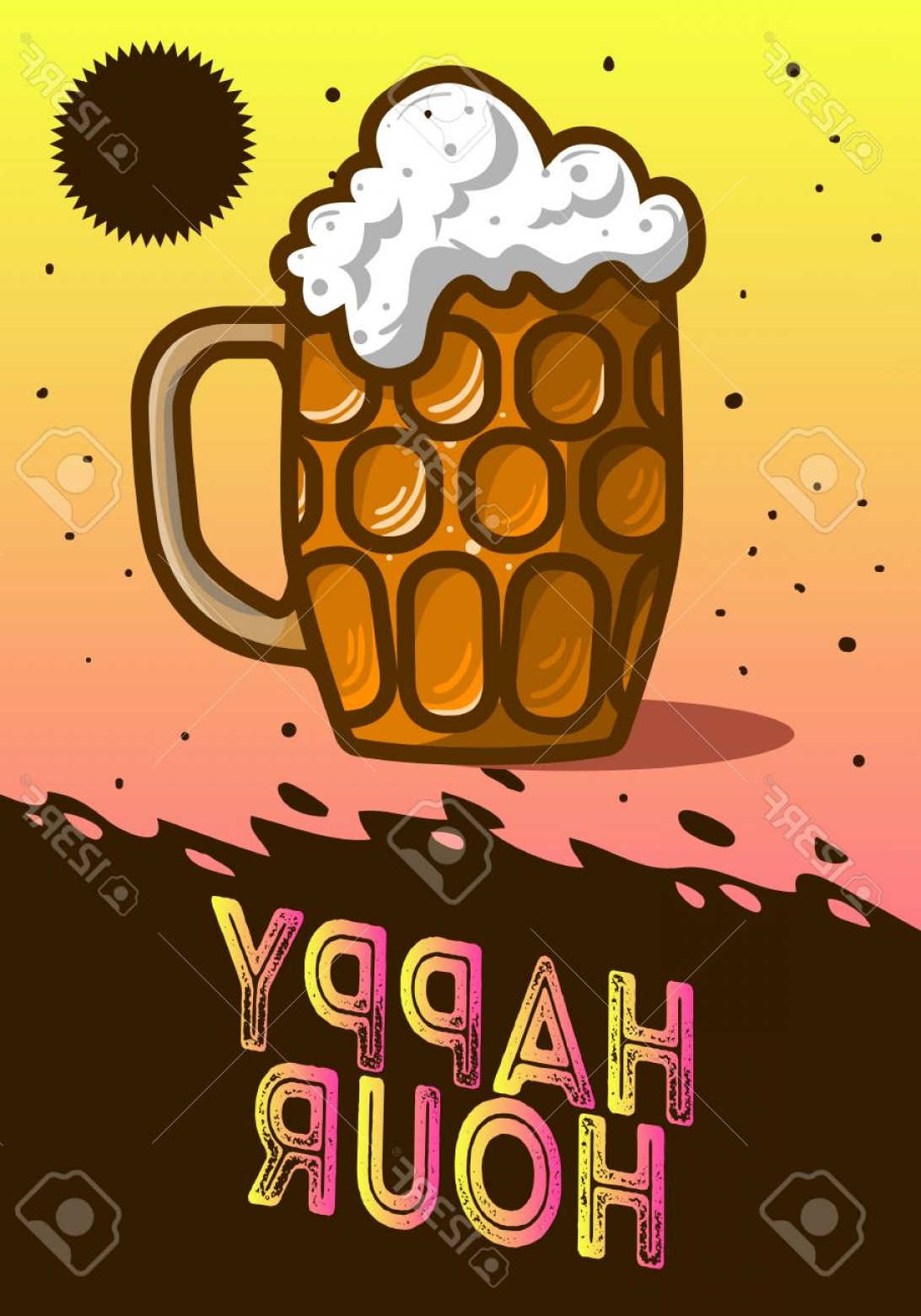 1092x1560 Photostock Vector Happy Hour Poster Design With A Mug Of Draft