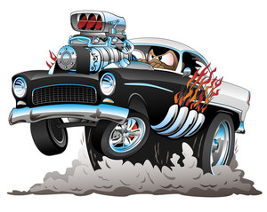 300x239 Classic American Fifties Style Hot Rod Funny Car Cartoon With Big