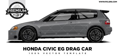 386x184 Honda Civic Eg Drag Car 'premium' Vector Template
