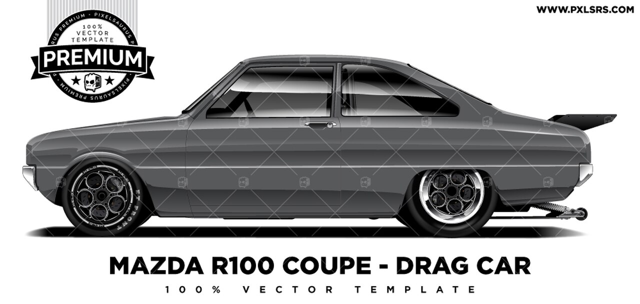 1280x609 Mazda Drag Car 'premium' Vector Template