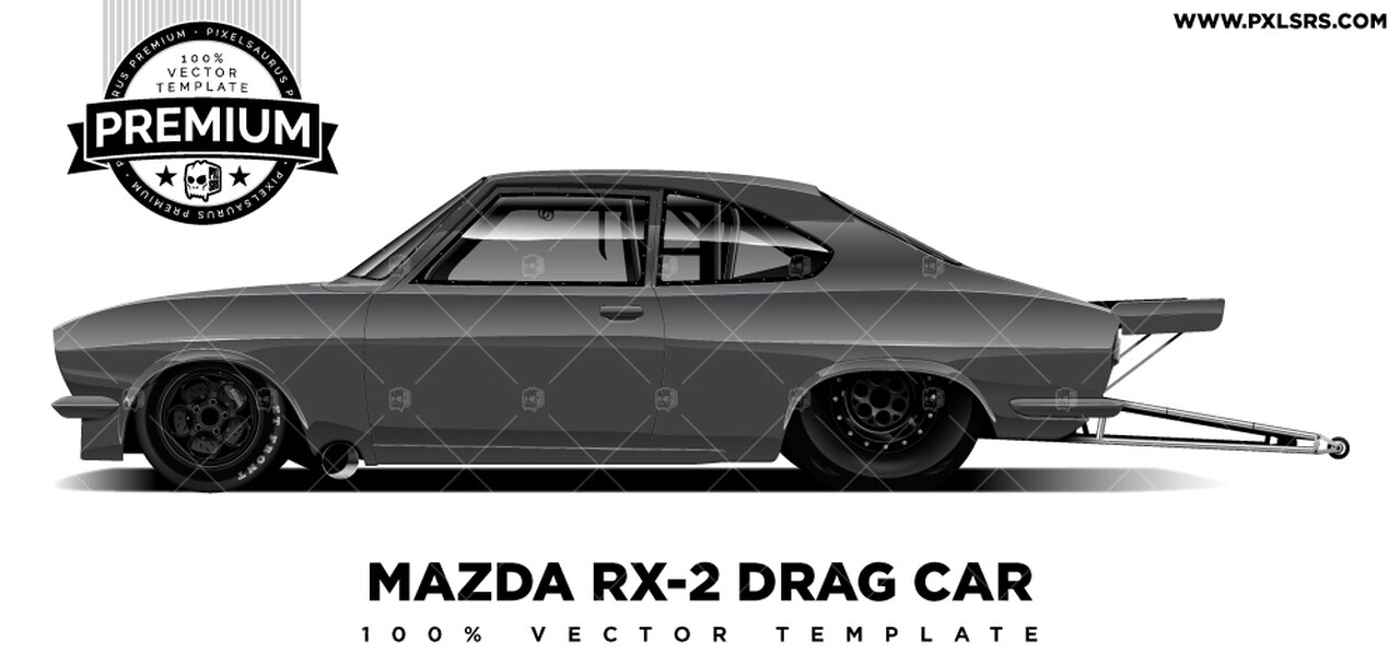 1280x609 Mazda Rx Drag Car 'premium' Vector Template