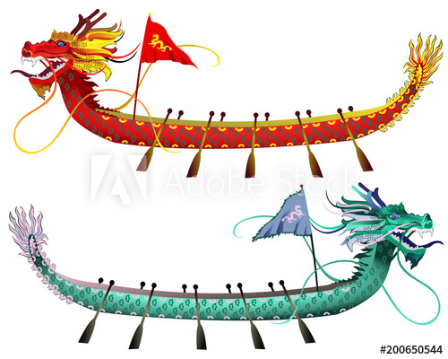 Dragon Boats Two Vector Illustrations Isolated On White 500x400 Dragon Boats Two Vector Illustrations Isolated On White