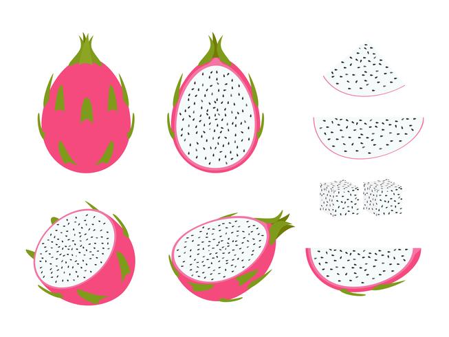 653x490 Set Of Dragon Fruit Isolated On White Background
