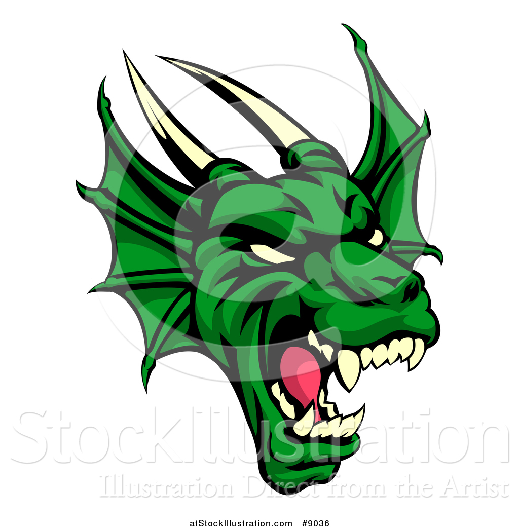Vector Illustration Of A Demonic Roaring Green Dragon Head 1024x1044 Vector Illustration Of A Demonic Roaring Green Dragon Head