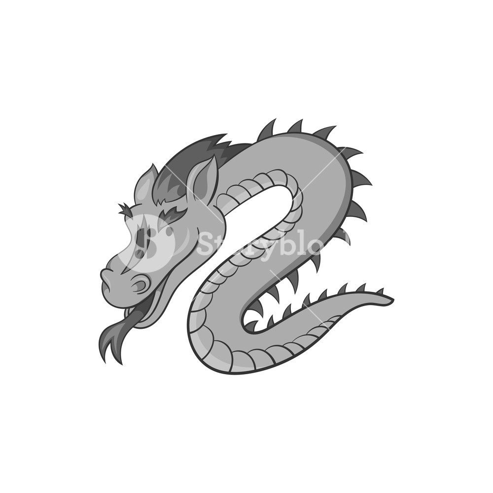 1000x1000 Dragon Icon In Black Monochrome Style Isolated On White Background