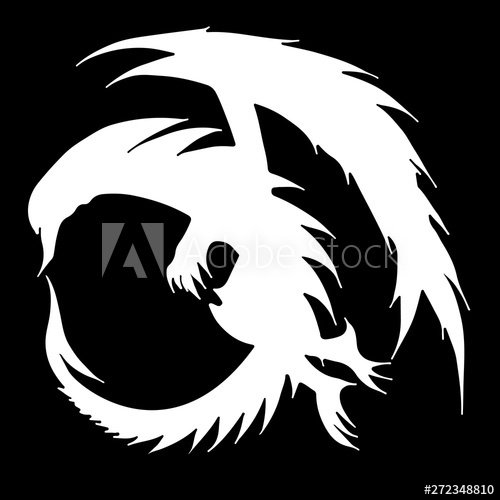 500x500 Hand Drawn Vector Dragon Illustration Isolated On Black Background