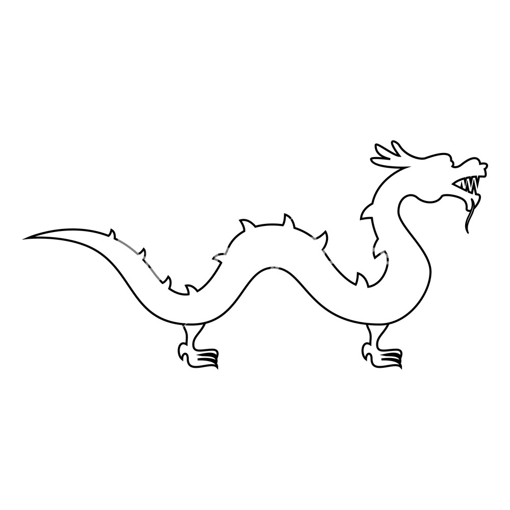 1000x1000 Chinese Dragon Icon Black Color Vector Illustration Flat Style