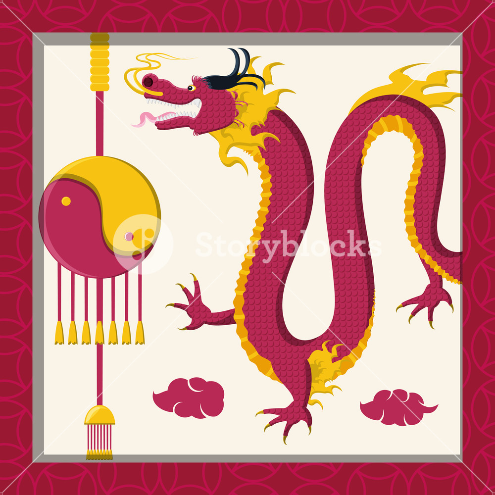 1000x1000 Chinese Culture Dragon Icon Vector Illustration Design Royalty