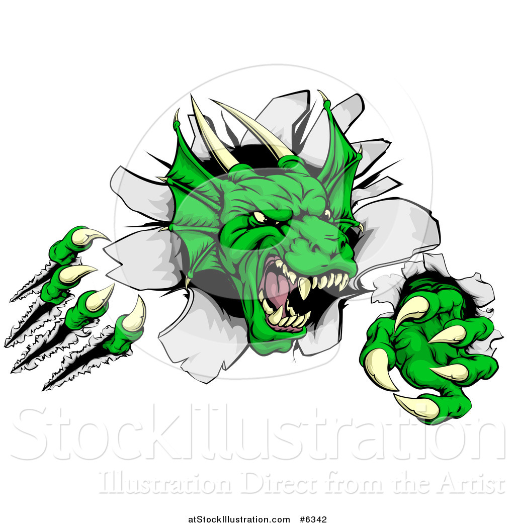 Vector Illustration Of A Fierce Green Dragon Mascot Head Shredding 1024x1044 Vector Illustration Of A Fierce Green Dragon Mascot Head Shredding