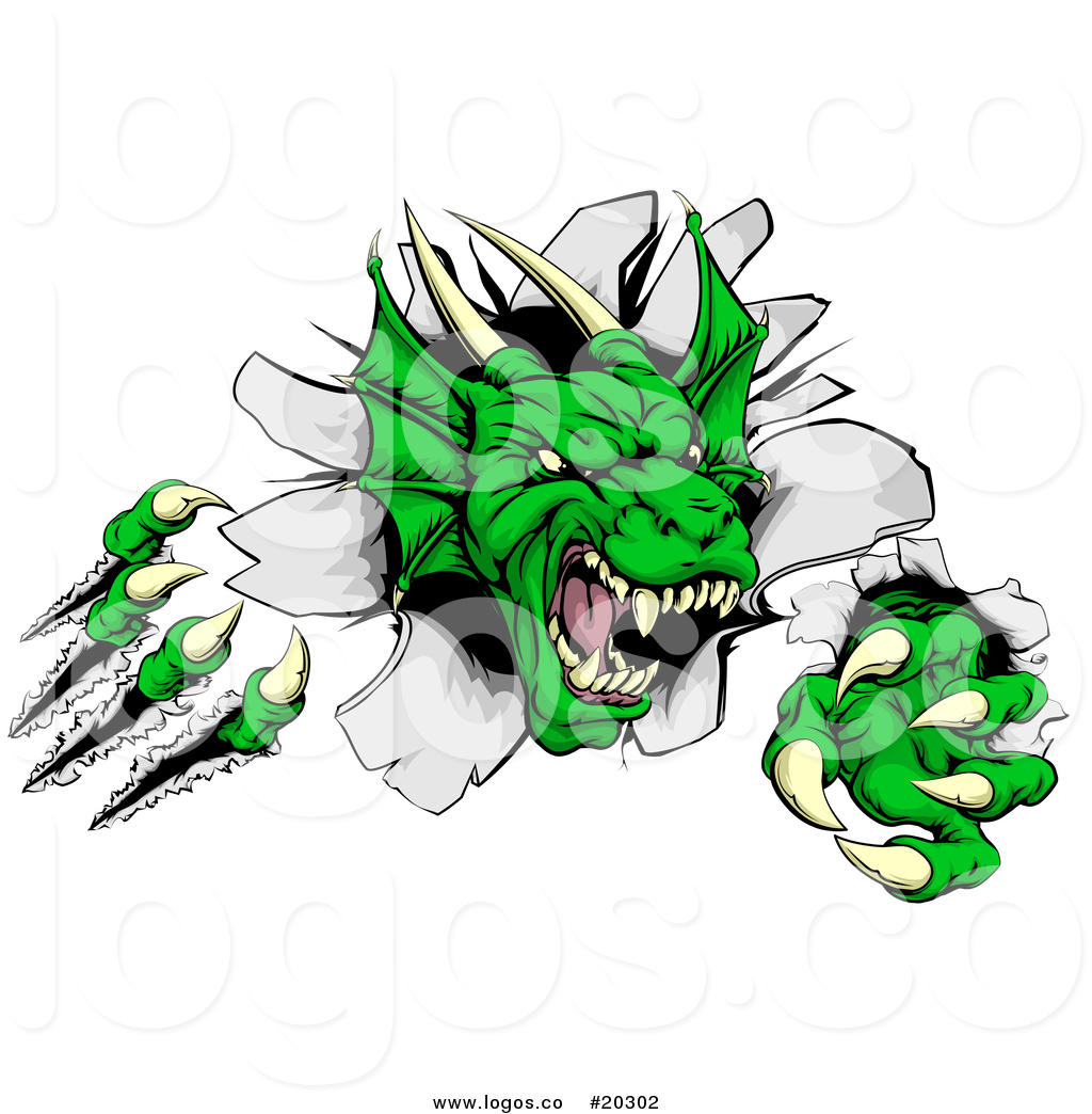 Vector Logo Of A Fierce Green Dragon Mascot Head Shredding Through 1024x1044 Vector Logo Of A Fierce Green Dragon Mascot Head Shredding Through