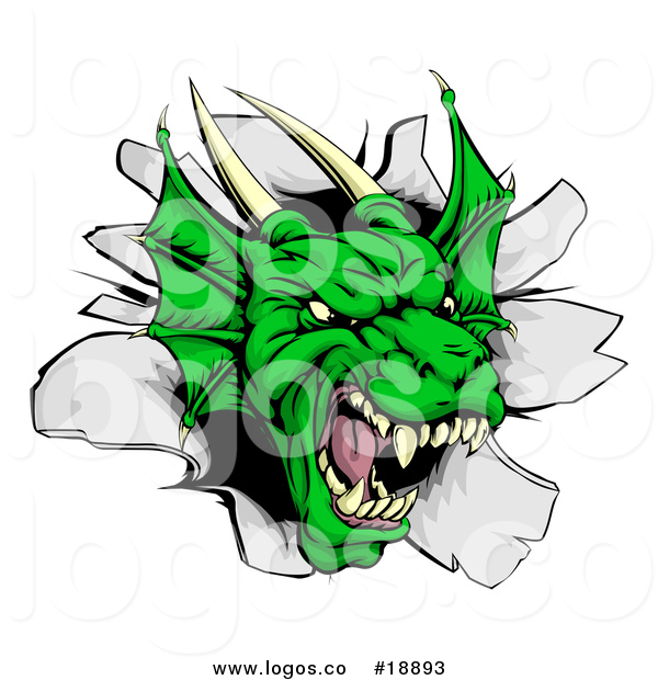 Vector Logo Of A Green Dragon Mascot Head Breaking Through A Wall 600x620 Vector Logo Of A Green Dragon Mascot Head Breaking Through A Wall