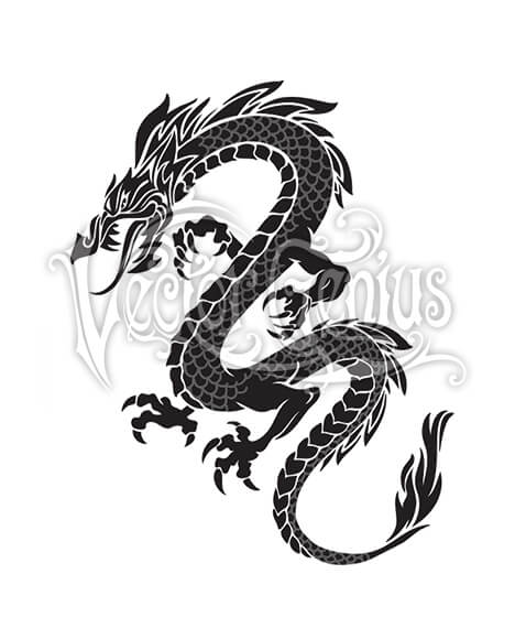 468x580 Graphic Tribal Dragon Tattoo Stock Art