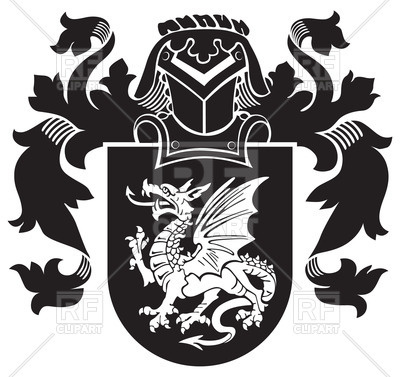 400x377 Mythological Heraldic Dragon On Medieval Coat Of Arms Vector Image
