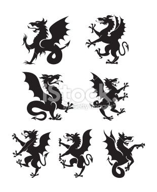 310x380 Set Of Heraldry Dragons Dragon Stencil Designs