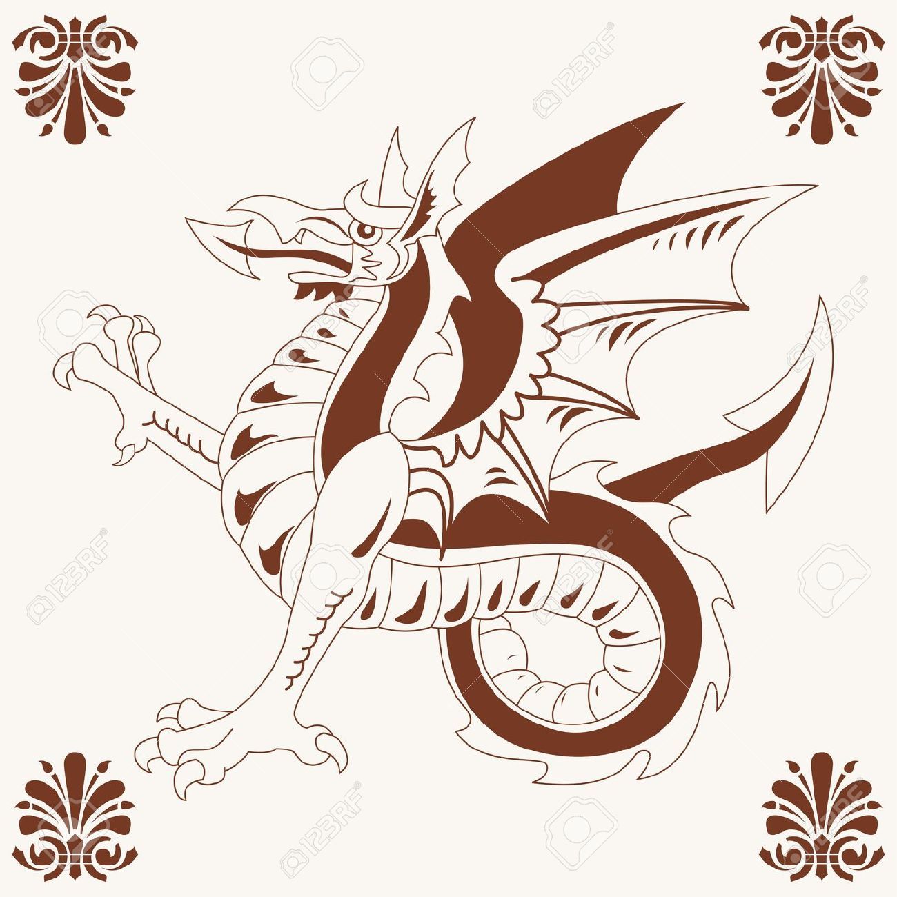 1300x1300 Stock Vector Dragon Medieval Dragon, Dragon, Drawings