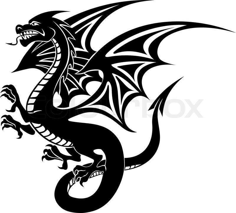 800x722 Black Danger Dragon Tattoo Isolated On Stock Vector Colourbox