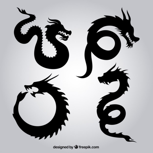 626x626 Dragon Silhouettes Vector Free Download