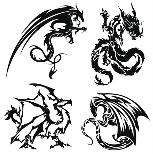 500x504 Dragon Silhouettes Vector Free Stock Vector Art Illustrations