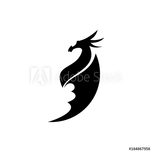 500x500 Black Dragon Silhouette Vector Illustration