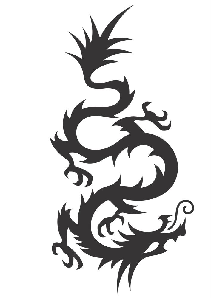 707x1000 Chinese Dragon Silhouette Vector Graphic Design Vector