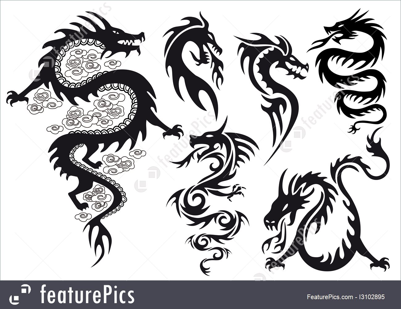 Dragon Tattoo, Vector 1300x1001 Dragon Tattoo, Vector