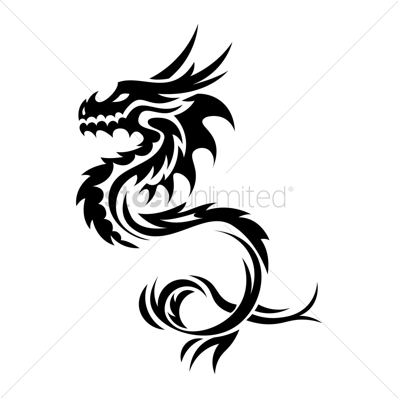 Dragon Tattoo Vector Image 1300x1300 Dragon Tattoo Vector Image