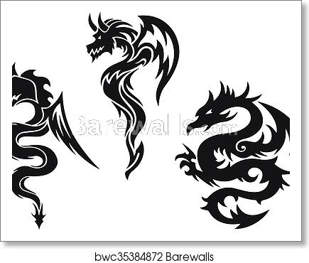 Dragon Tattoo Vector, Art Print Barewalls Posters Prints 435x370 Dragon Tattoo Vector, Art Print Barewalls Posters Prints
