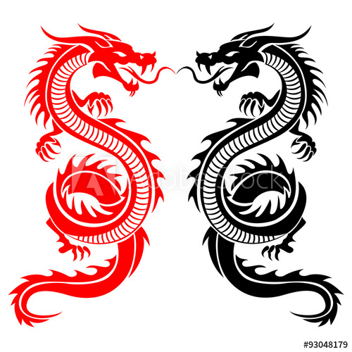 Black And Red Tribal Dragon Tattoo Vector Illustration 500x500 Black And Red Tribal Dragon Tattoo Vector Illustration