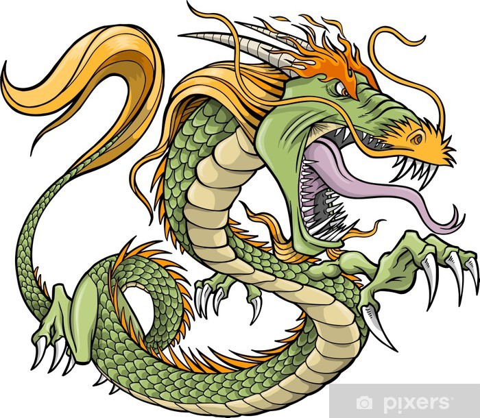 Green Dragon Vector Illustration Poster 700x610 Green Dragon Vector Illustration Poster
