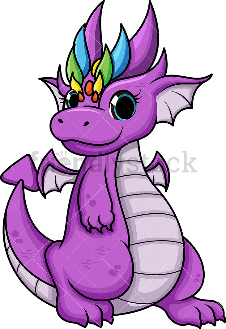 Purple Female Dragon Cartoon Vector Clipart 731x1064 Purple Female Dragon Cartoon Vector Clipart