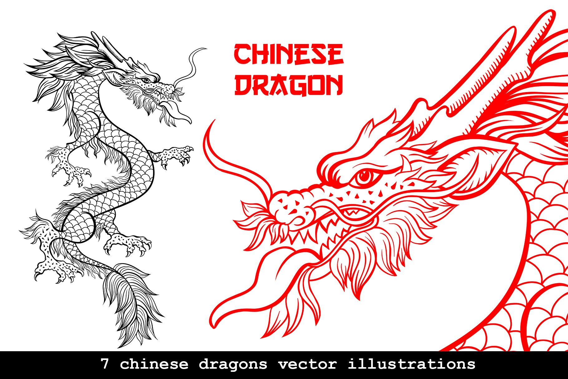 Chinese Dragon Vector Illustrations 1820x1214 Chinese Dragon Vector Illustrations