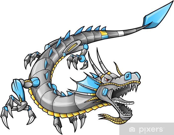 Robot Cyborg Dragon Vector Illustration Art Wall Mural Pixers 700x543 Robot Cyborg Dragon Vector Illustration Art Wall Mural Pixers