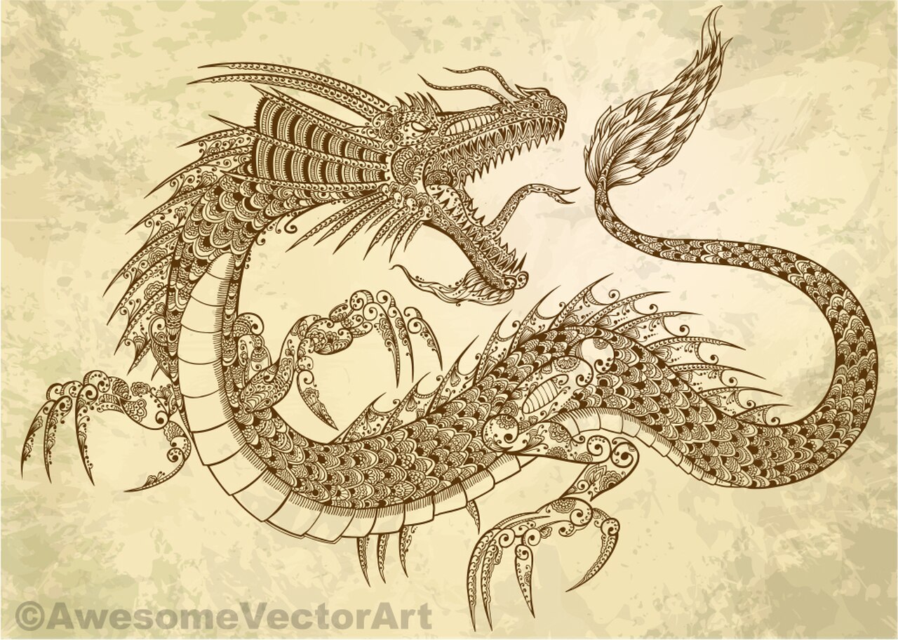 Tattoo Henna Dragon Vector Illustration Art 1280x912 Tattoo Henna Dragon Vector Illustration Art