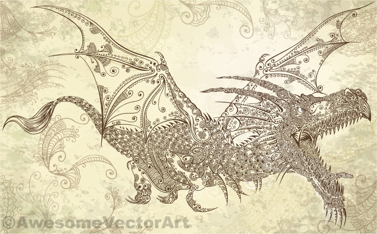 Tattoo Henna Dragon Vector Illustration Art 1280x795 Tattoo Henna Dragon Vector Illustration Art