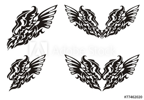 500x346 Tribal Dragon Wing And Dragon Heart With Wings