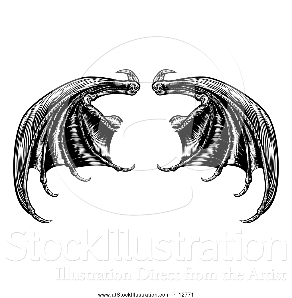 1024x1044 Vector Illustration Of Black Dragon Wings