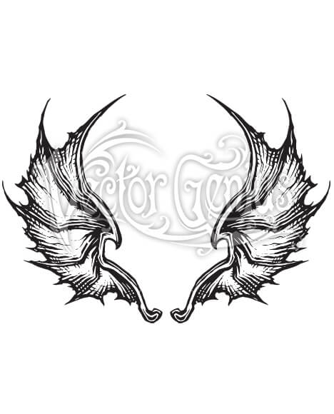 468x580 Detailed Dragon Wings Clipart