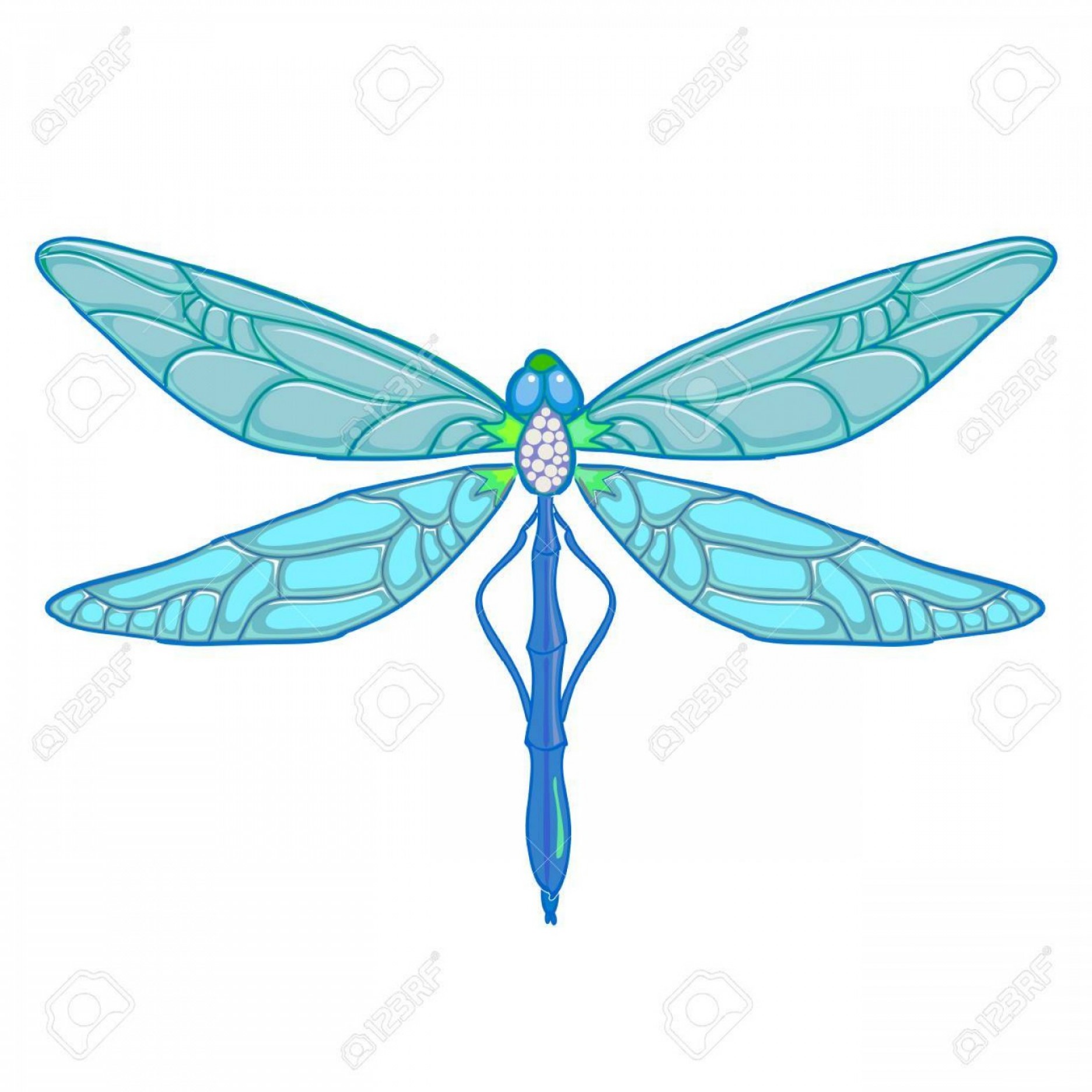 1872x1872 Photostock Vector Blue Coloured Dragonfly On White Background