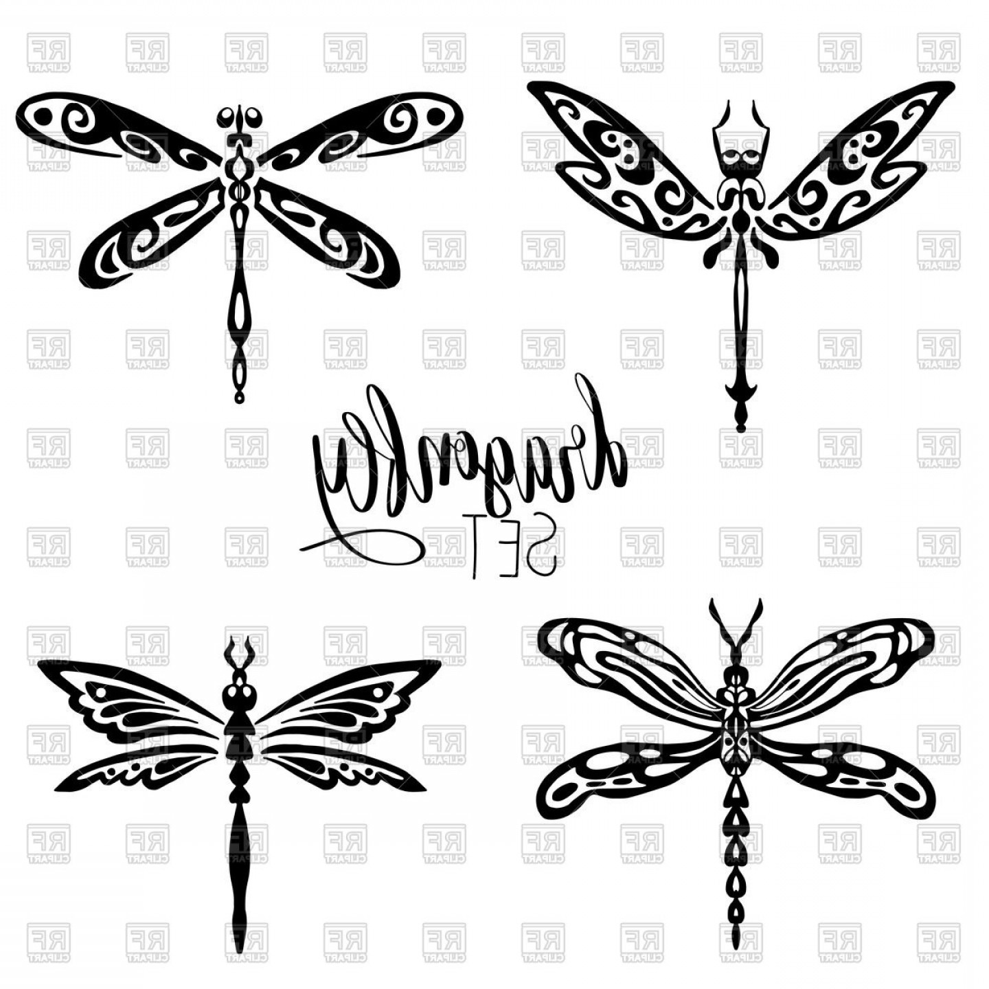 1440x1440 Set Of Black Dragonflies Silhouettes Vector Clipart Handandbeak
