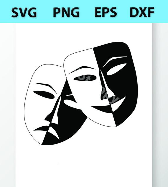 570x635 Drama Masks Vector Images Clipart Masks For Etsy