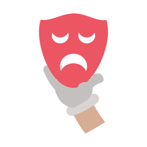 300x300 Cartoon Hand With Drama Mask Theater Vector Illustration Royalty