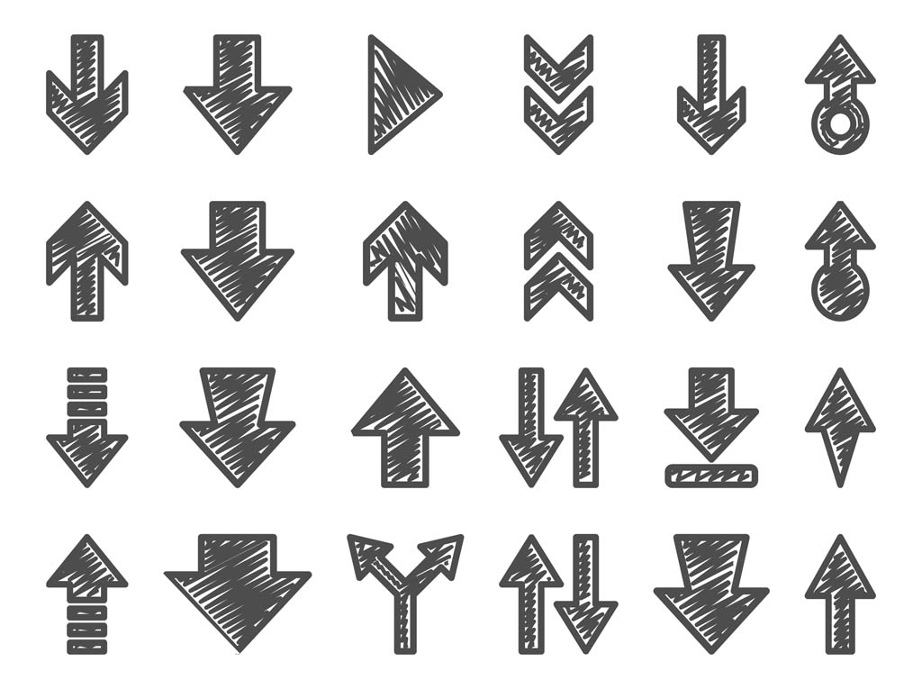 1024x765 Hand Drawn Arrow Set Vector Art Graphics