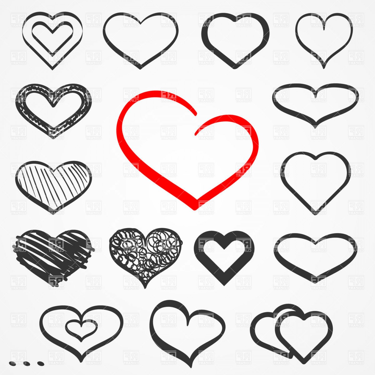 1440x1440 Abstract Sketch Hand Drawn Hearts Vector Clipart Catchsplace