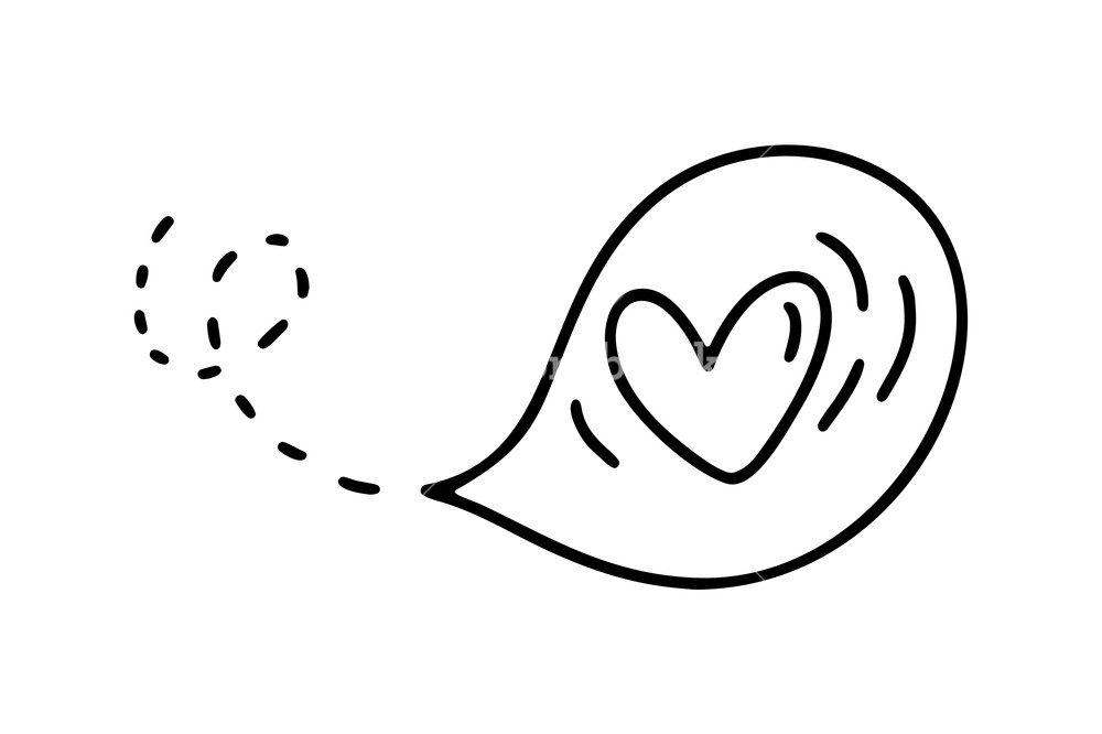 1000x666 Monoline Cute Balloon With Heart Vector Valentines Day Hand Drawn