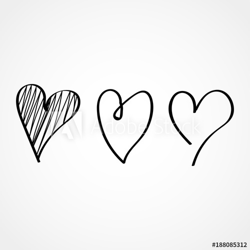 500x500 Hand Drawn Heart Handdrawn Rough Marker Hearts Isolated On White