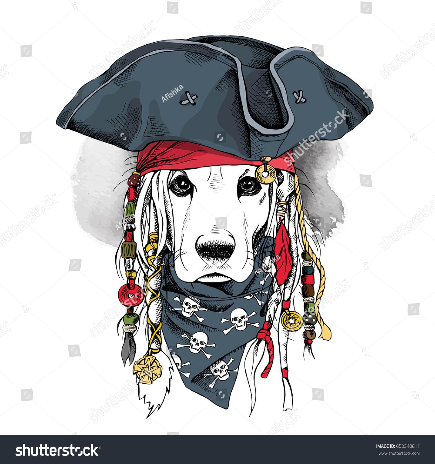 1500x1600 Portrait Of A Cocker Spaniel Dog In Pirate Hat, Bandana