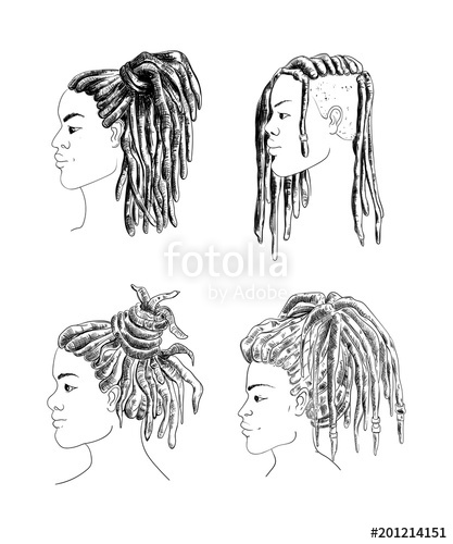 417x500 Portrait Of Men And Women With Dreadlocks In Profile Isolated