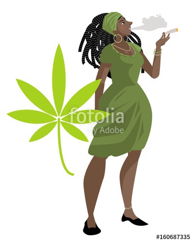 398x500 African Dreadlocks Girl Smoking Cannabis Cigar Stock Image