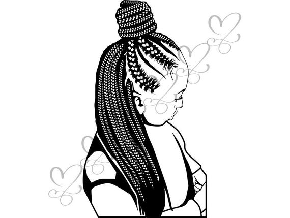 570x429 Black Woman Braids Dreads Hairstyle Beauty Salon Logo Classy